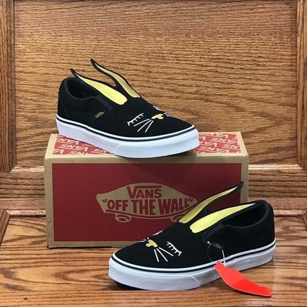 Vans Slip-On Bunny Black Gold Kids Sneakers VN0A3MVYZX1